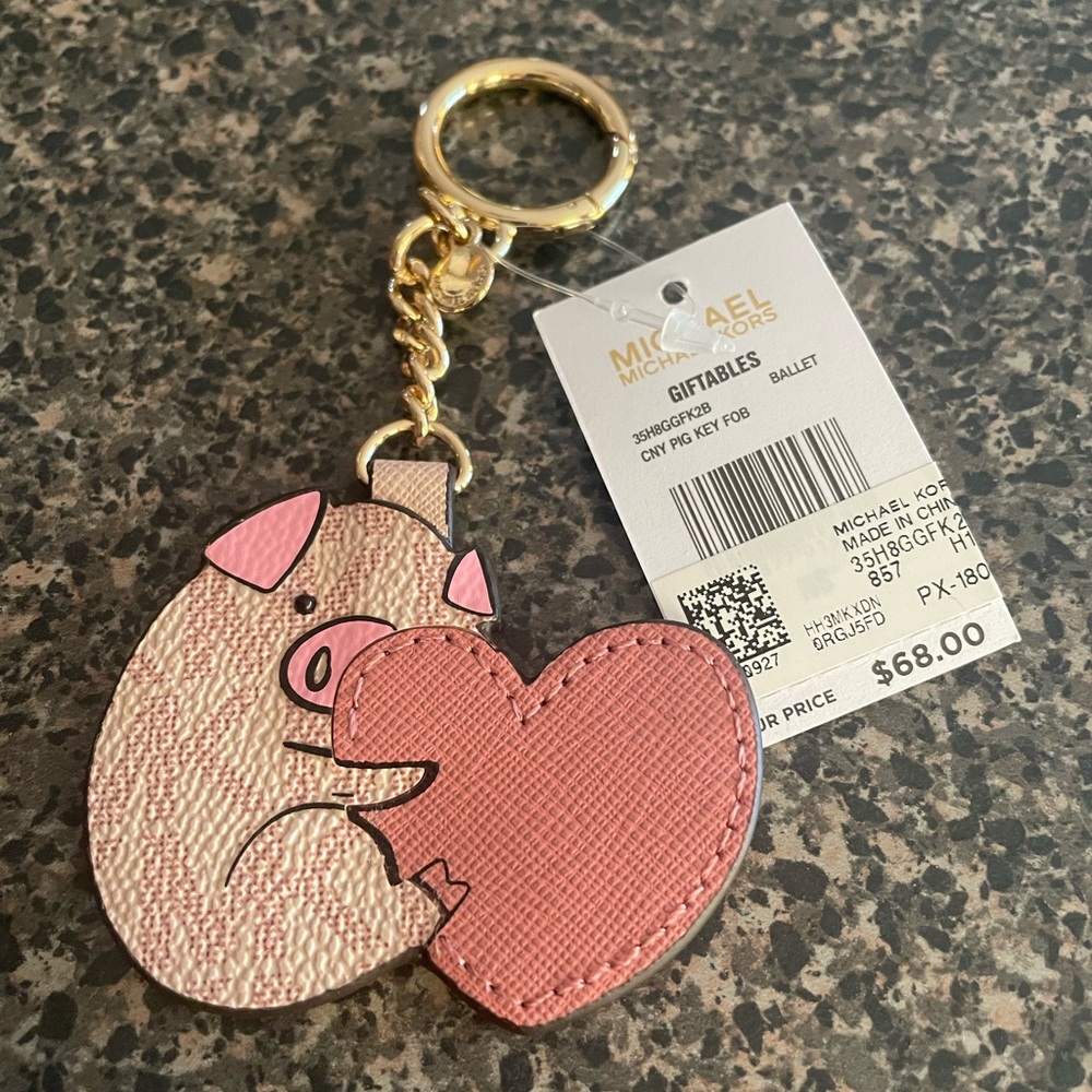 Michael Kors Pink Pig with Heart Keychain